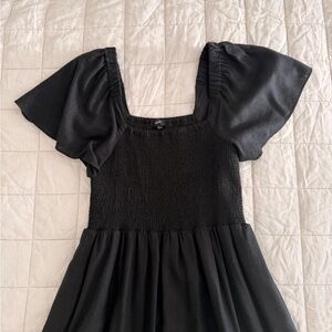 Madewell - S - Black Smocked Nap Dress